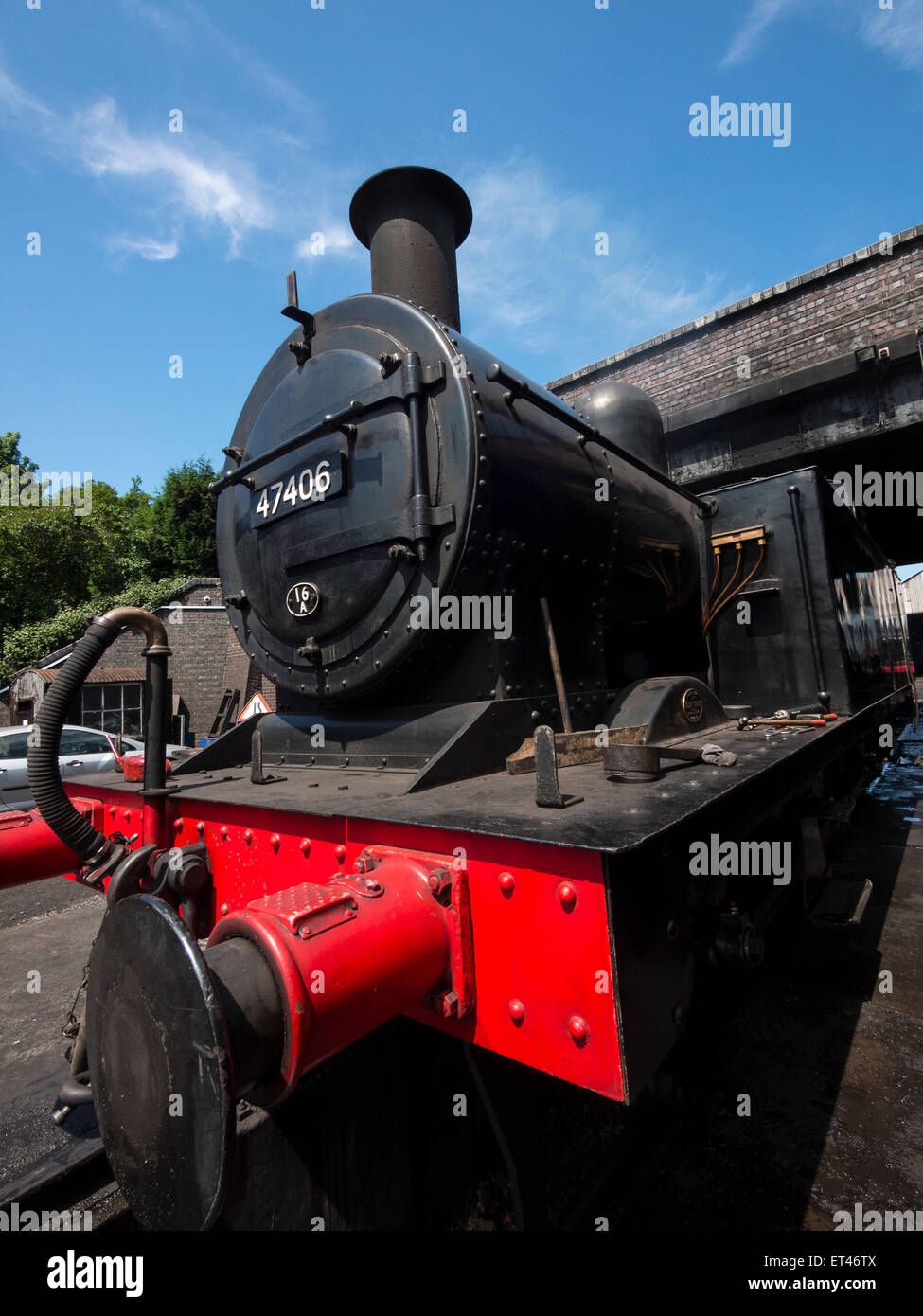 Oldtimer Dampflokomotive an Loughborough-Station, auf der Great Central Railway in Leicestershire, Großbritannien Stockfoto