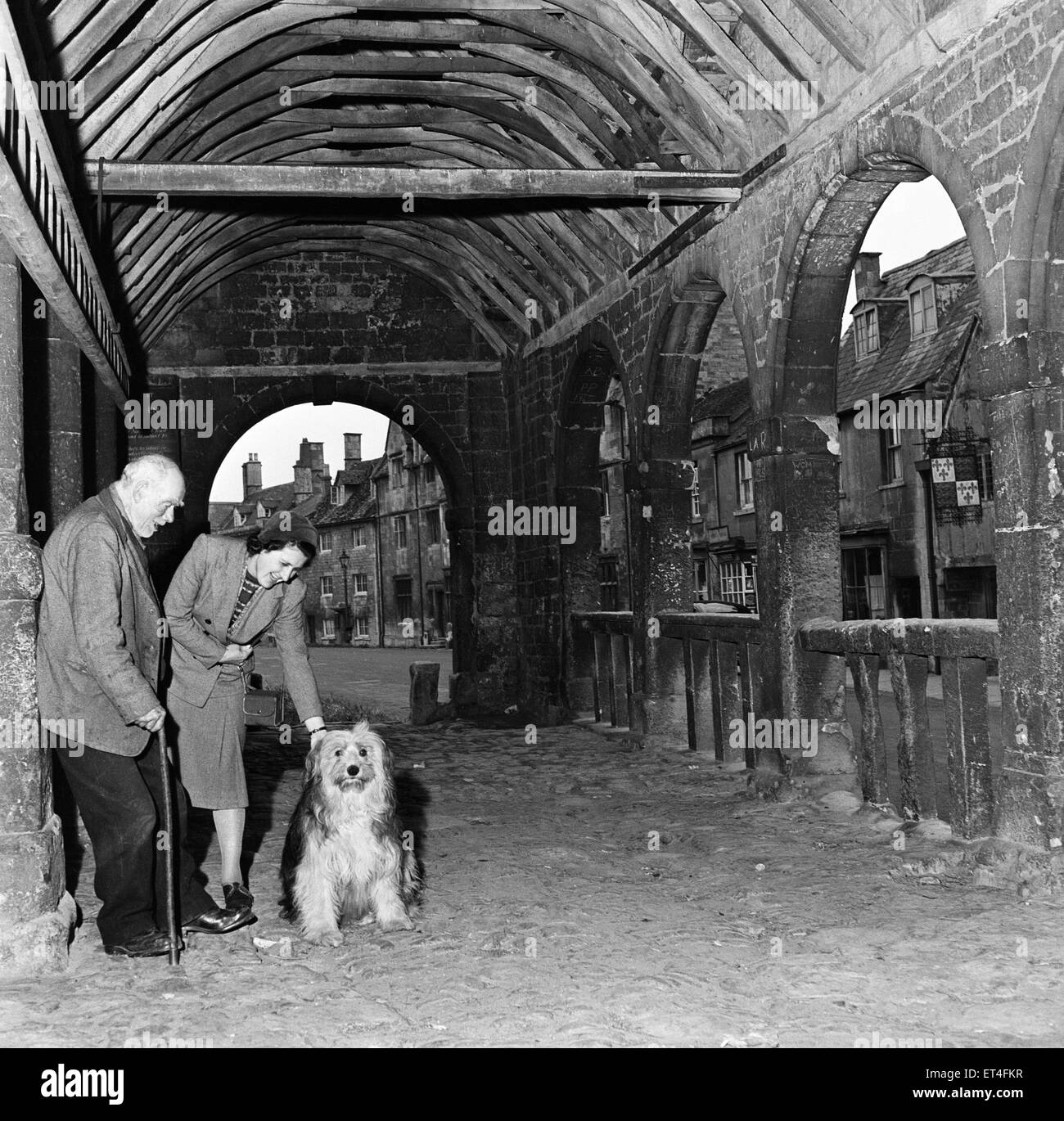 Markthalle in der High Street, Chipping Campden, Cotswolds, Gloucestershire. 11. Oktober 1952. Stockfoto