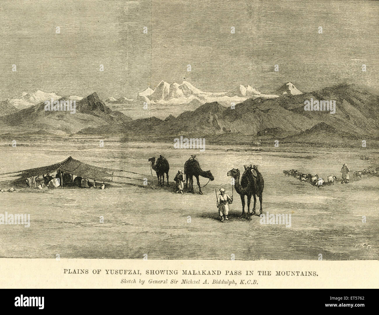 Ebenen von Yusufzai; zeigen Malakand Pass in den Bergen; Indien Stockfoto