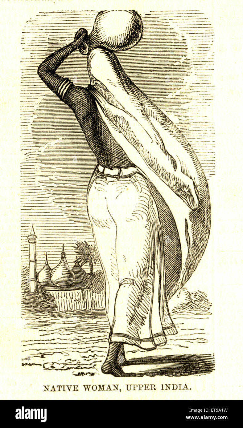 Lithografischen Porträts einheimische Frau Upper Indien IL News 21. Juli 1858; Indien Stockfoto