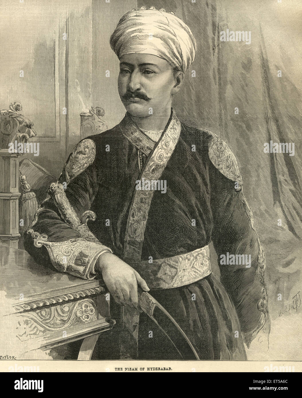 Nizam von Hyderabad, Nizam-ul-Mulk, Reichsadministrator, Hyderabad, Andhra Pradesh, Telengana, Indien, Indisch, Jahrgang 1900s, 15. Oktober 1887 Stockfoto