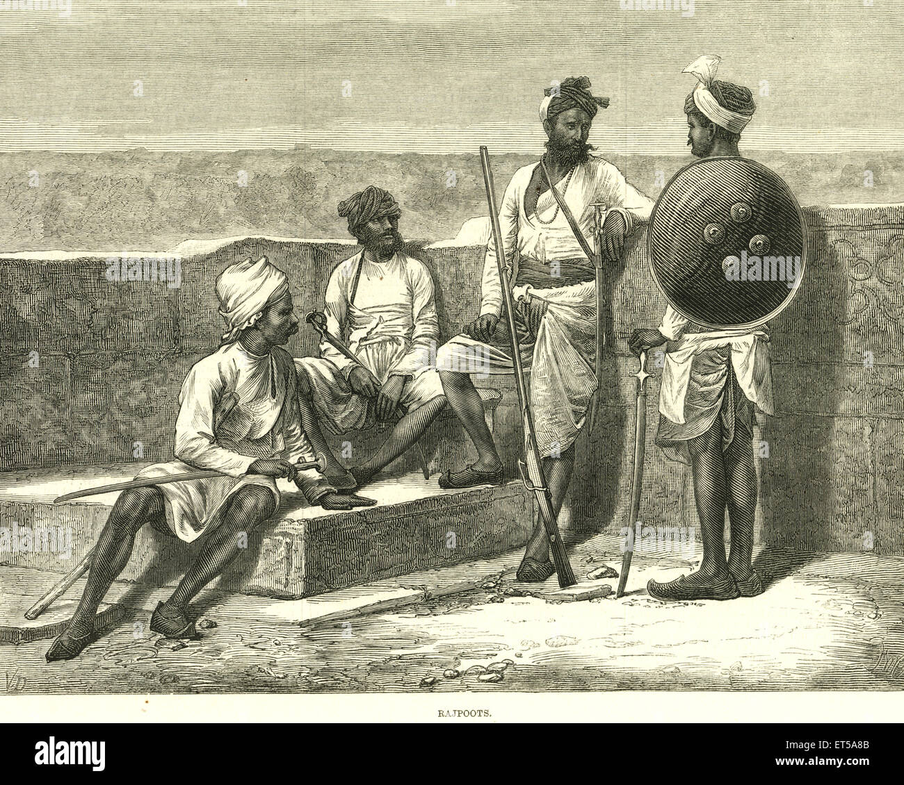 Lithografischen Porträts, Rajpoots oder Rajput IL News 12. Februar 1876; Indien Stockfoto