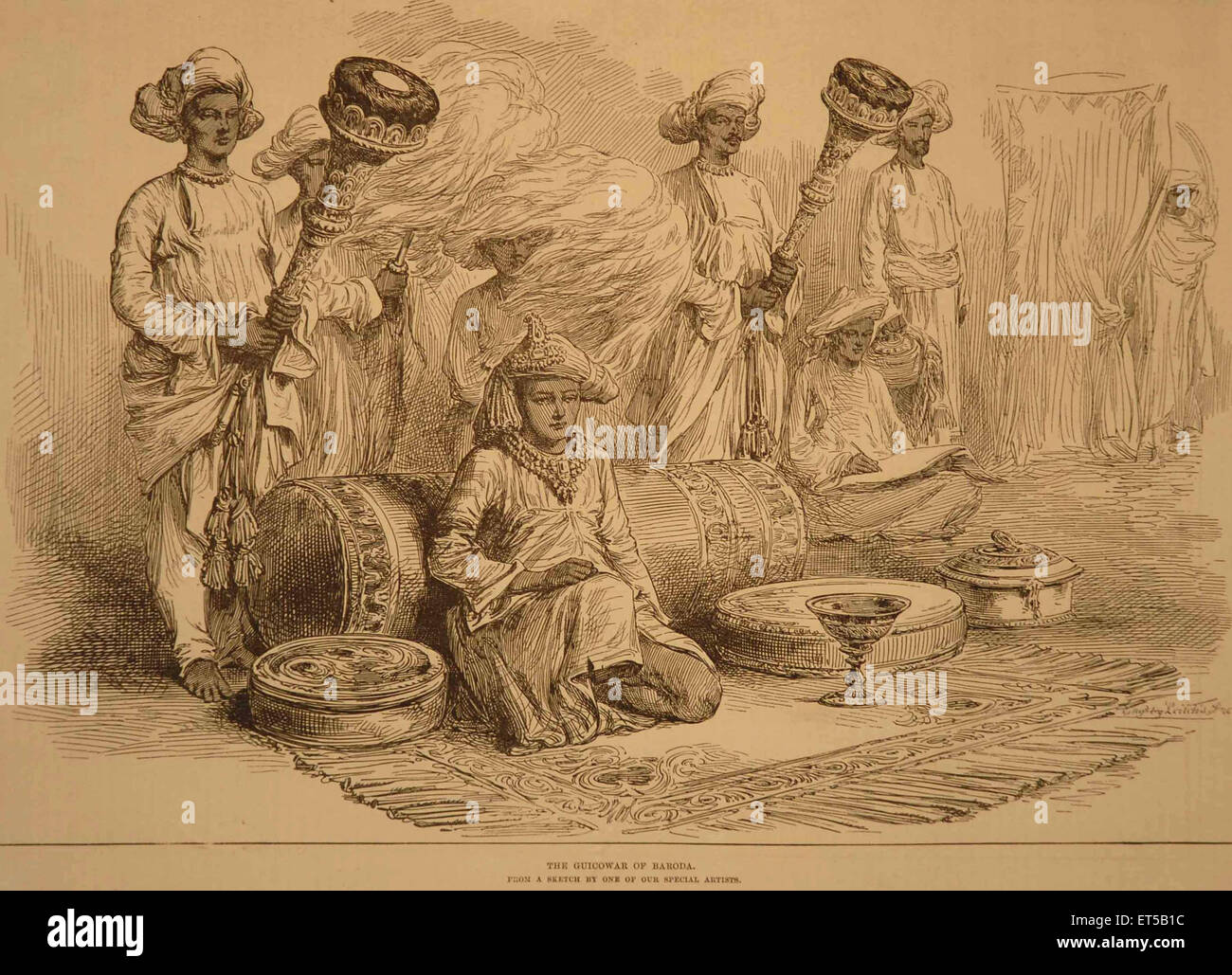 Guicowar von Baroda; Gujarat; Indien; alter Vintage-Stich aus dem 19. Jahrhundert Stockfoto