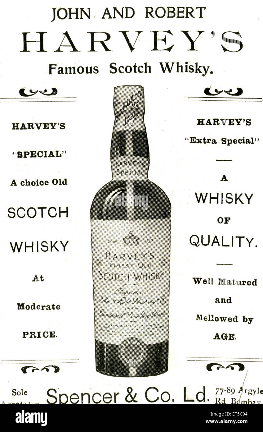 John und Robert; Harveys Scotch Whisky; altes Poster aus dem 19. Jahrhundert Stockfoto