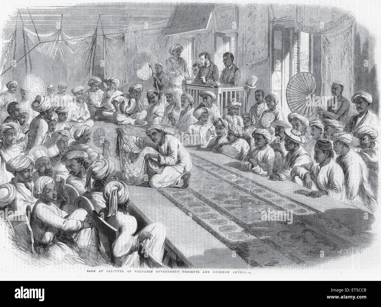 Auktion von britischen Regierung Wertsachen ; Kalkutta ; Kalkutta ; Westbengalen ; Indien ; Alte Vintage-Gravur aus dem 19. Jahrhundert Stockfoto