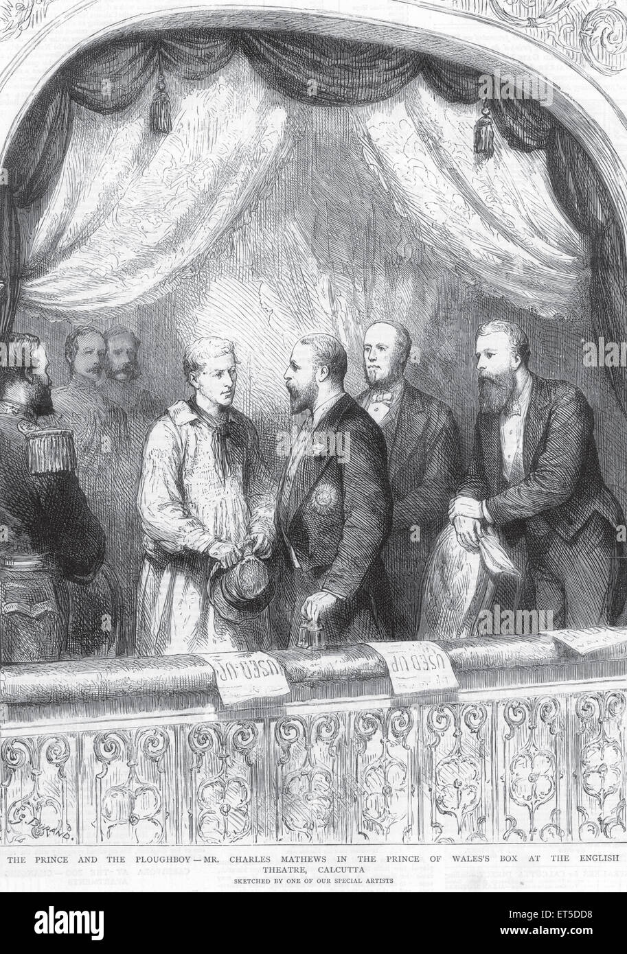 Lizenzgebühren auf Tour Prince Ploughboy Herr Charles Mathews im Prince Of Wales-Box am English Theatre; Calcutta; West-Bengalen Stockfoto