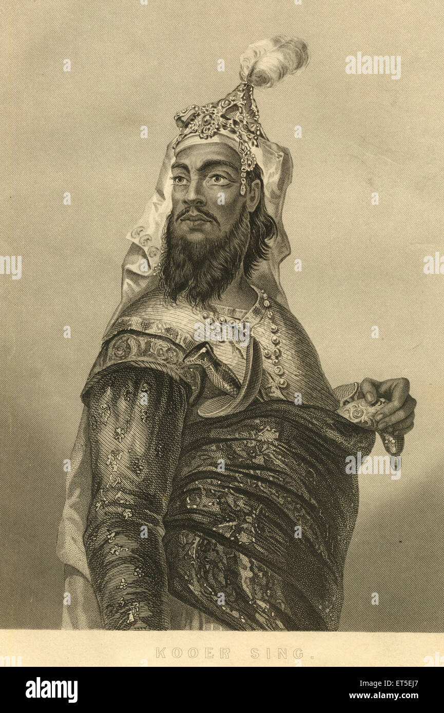 Kooer Singh, Kunwar Singh, Militärkommandant, Ujjainiya-Clan, Parmar Rajputen, Jagdispur, Bhojpur, Bihar, Indien, Indien, Alte Vintage-Gravur aus dem 19. Jahrhundert Stockfoto