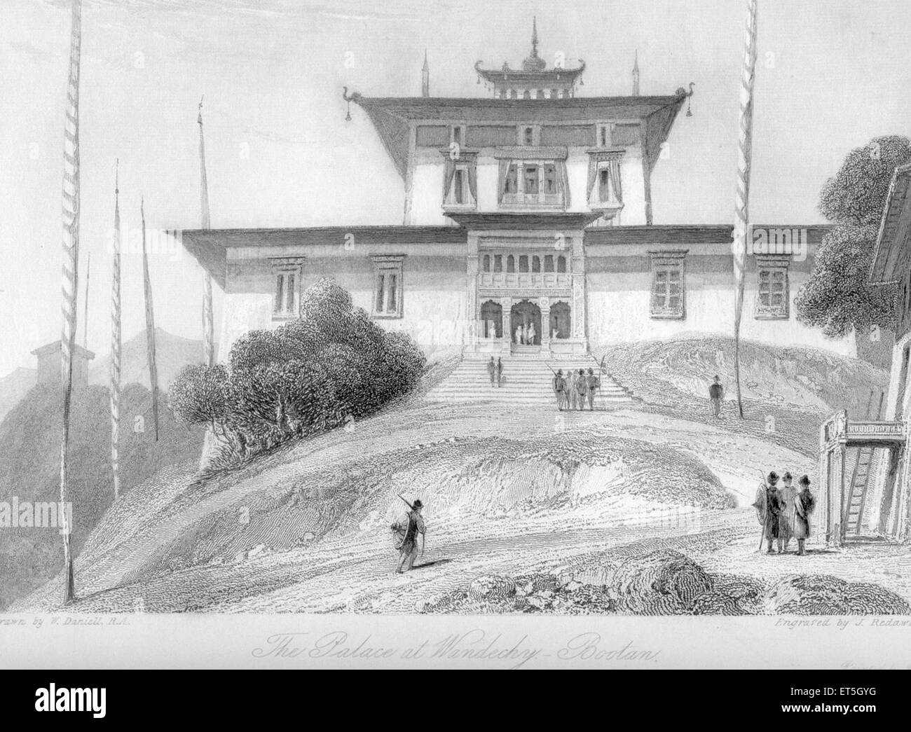 Palais am Wandechy Bootan oder Bhutan Stockfoto