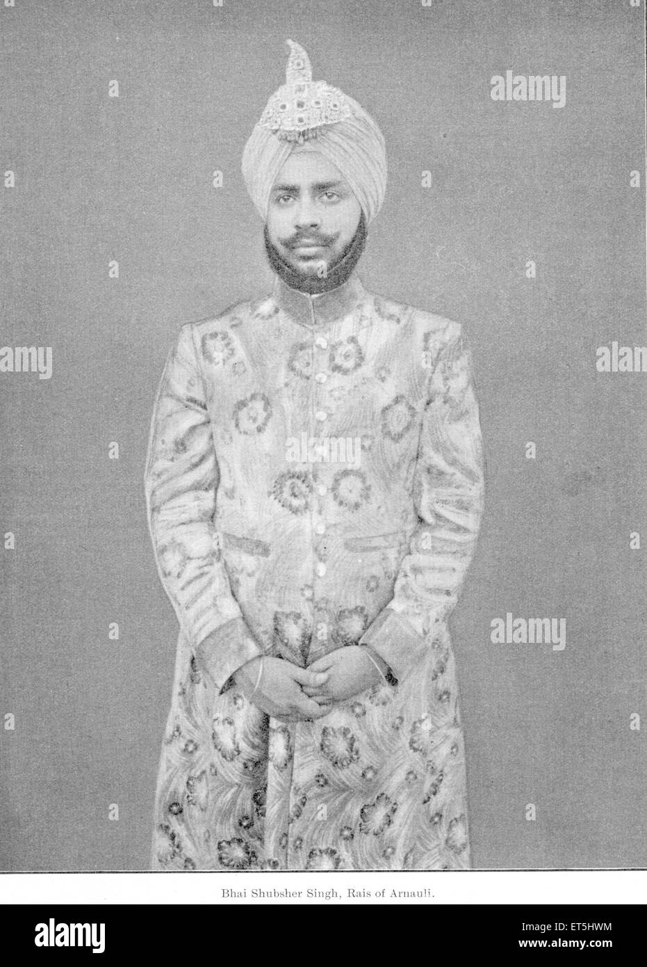 Fürsten von Indien; Bhai Shubsher Singh; Rais Arnauli; Punjab; Indien nicht Herr Stockfoto