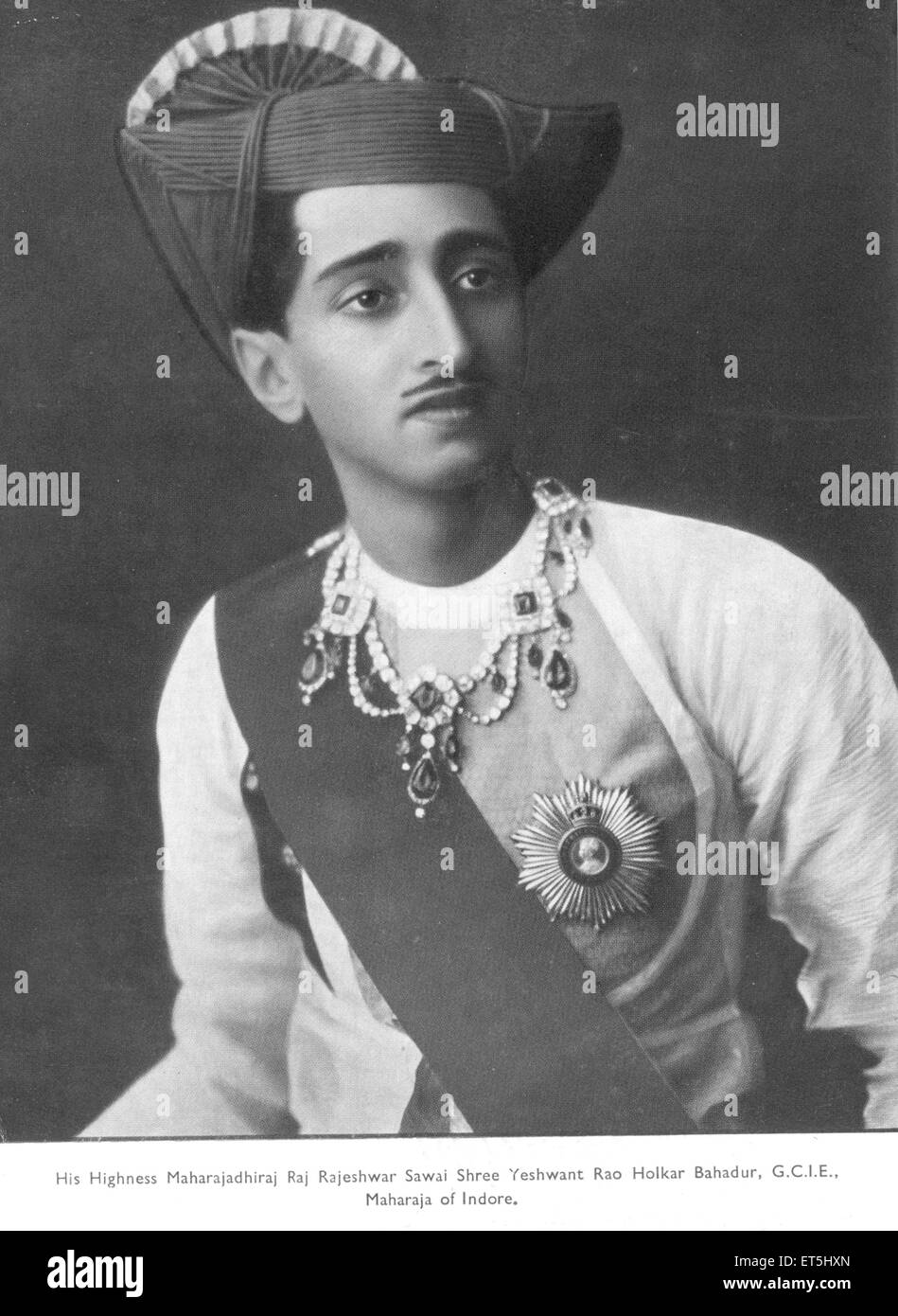 Prinz Hoheit Maharajadhiraj Raj Rajeshwar Sawai Shree Yeshwant Rao Holkar Bahadur Maharaja Indore Madhya Pradesh Indien Asien Stockfoto