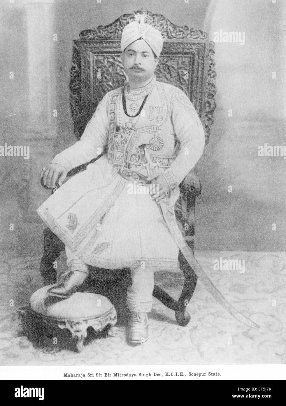 Fürsten von Indien; Maharaja Sri Bir Mitrodaya Singh Deo; Sonepur Staat Sonapur oder Subarnapur; Orissa Stockfoto