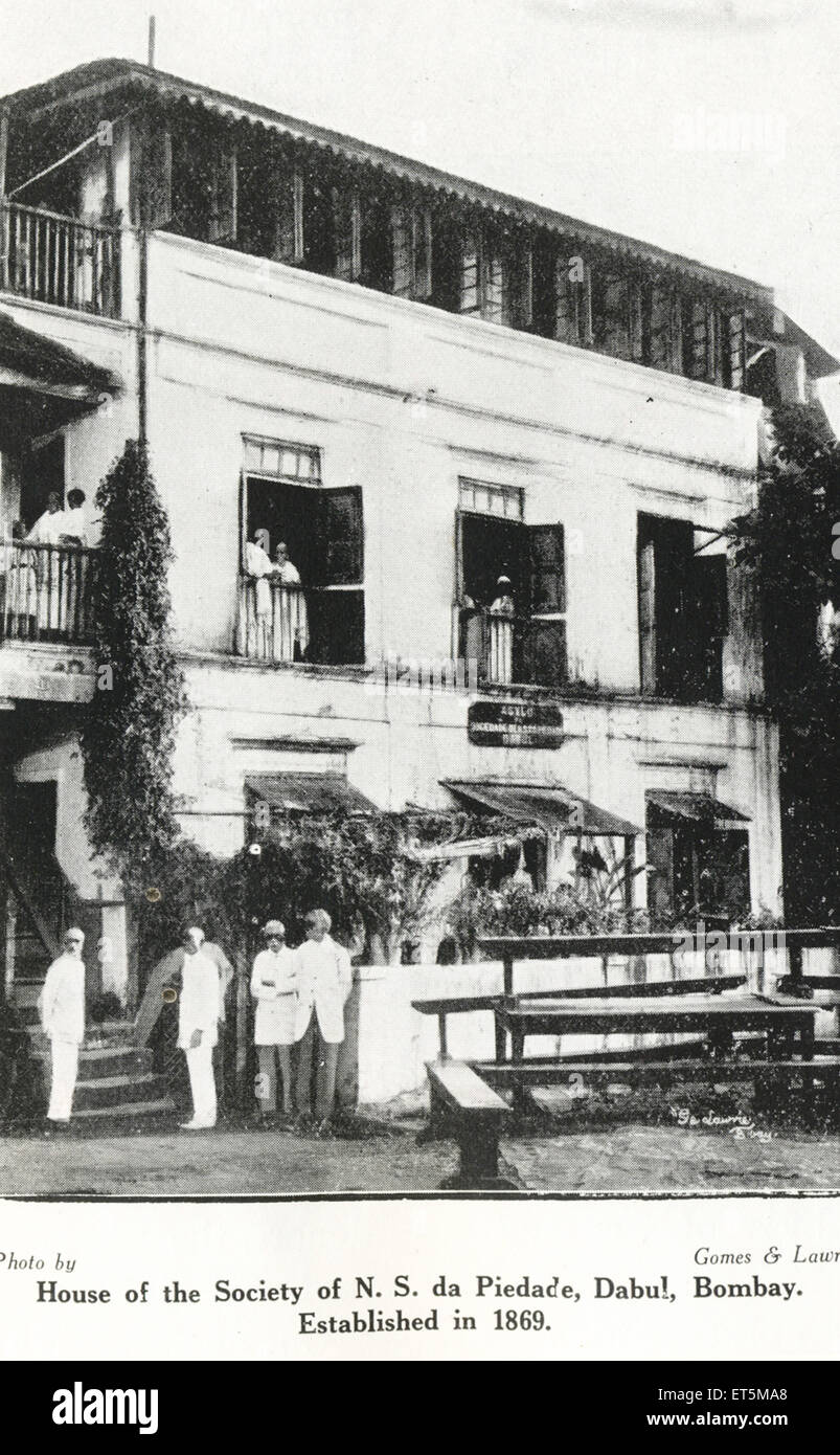 House of Society of N. S. da Piedade; Dabul; gegründet 1869; Bombay; Mumbai; Maharashtra; Indien; Asien; Asiatisch; Indisch; Alter Jahrgang 1900er Jahre Stockfoto
