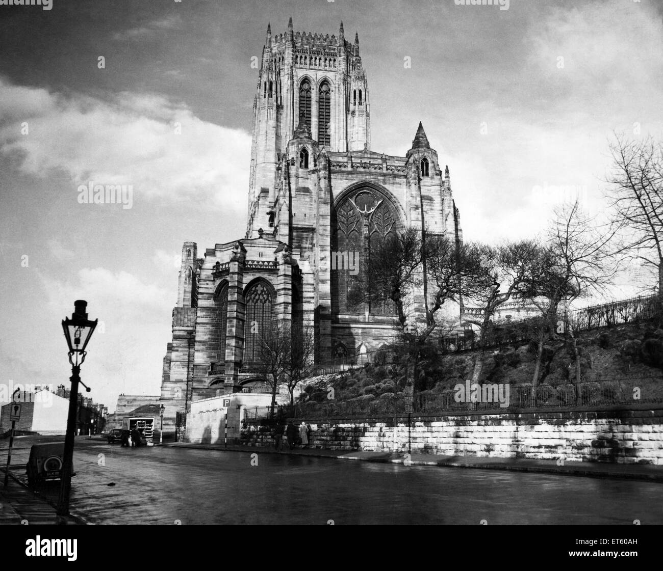 Liverpool Kathedrale, die Kirche England Kathedrale der Diözese von Liverpool, auf Str. Jamess Mount in Liverpool gebaut und ist der Sitz des Bischofs von Liverpool, 1978 fertiggestellt. Im Bild, 5. April 1958. Stockfoto