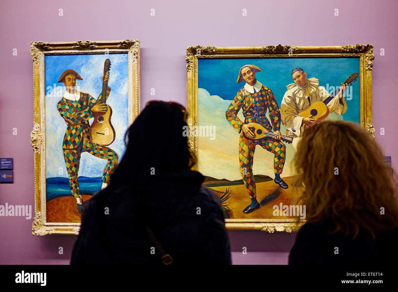 Arlequin a la guitare und pierrot 1924 tuileries malerei Fotos und