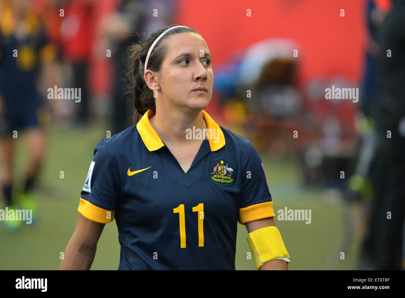 Lisa DE VANNA nach der FIFA Frauen Welt Cup Kanada 2015 Gruppe D Spiel zwischen den USA und Australien Stockfoto