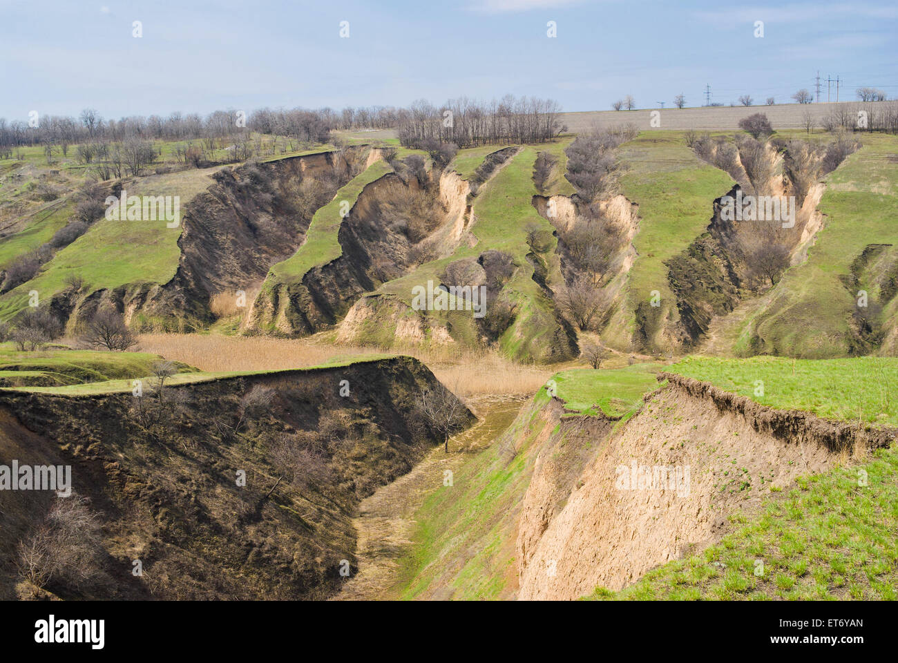 Bodenerosion in der Ukraine. Stockfoto