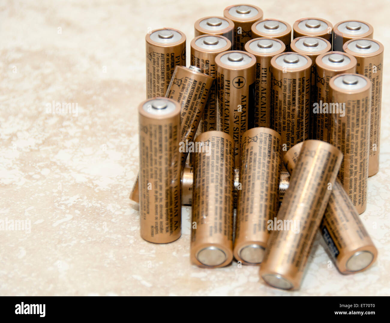 Batterien, abstrakt, Energie, Kraft, Quelle, Kupfer, Silber Stockfoto
