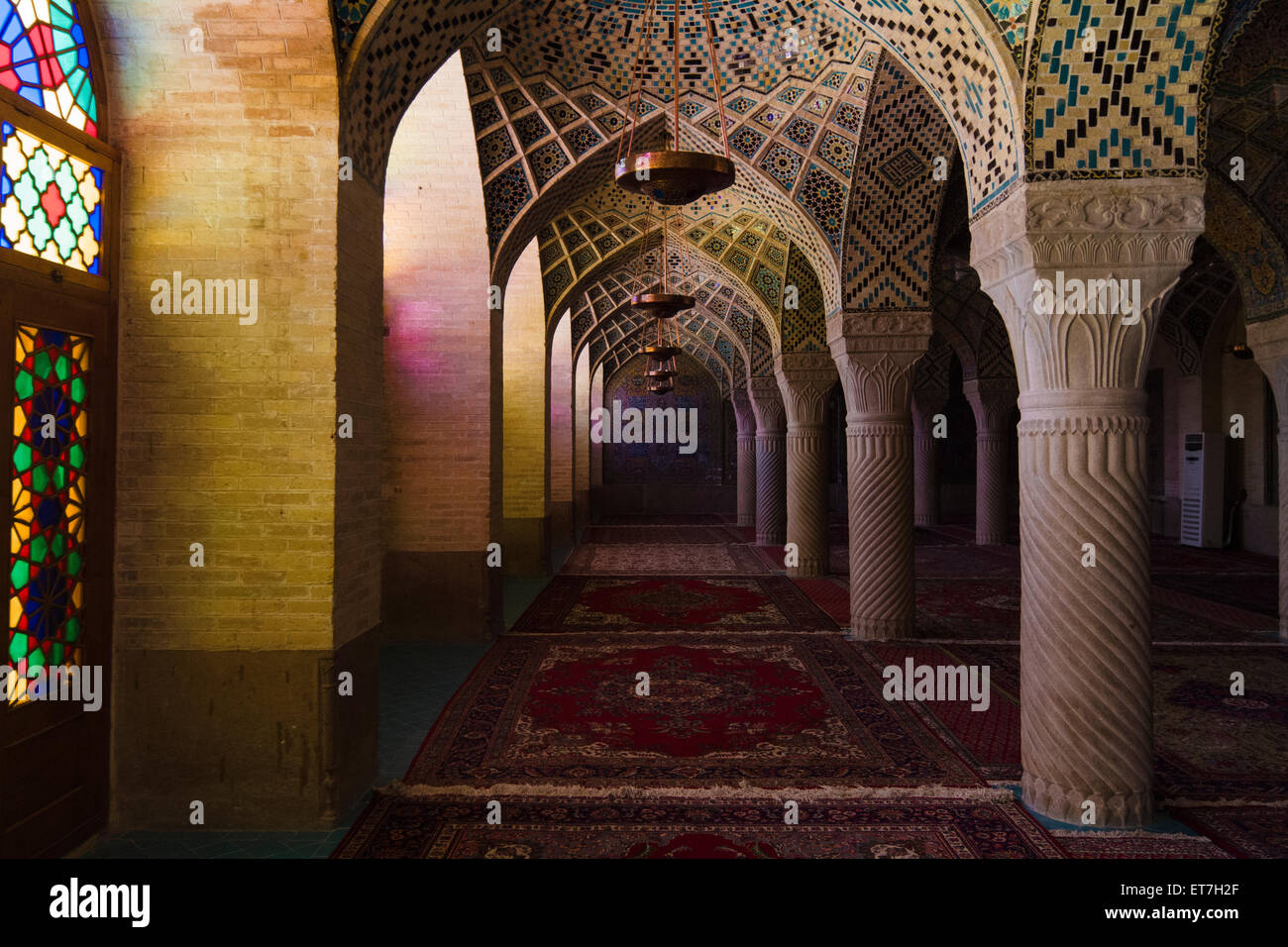 Iran, Shiraz, indoor Blick auf Nasir al-Mulk Moschee Stockfoto