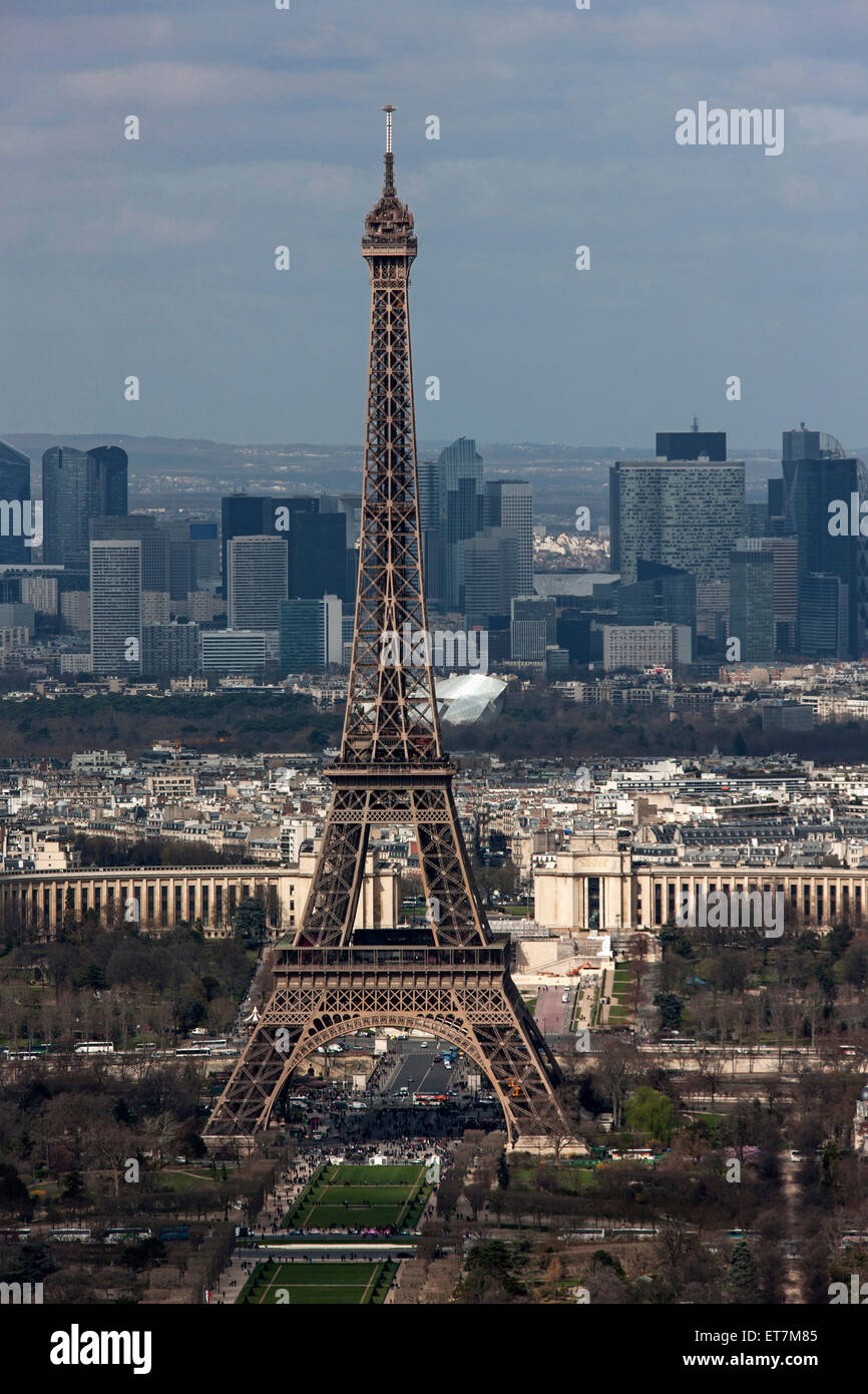 Vogelperspektive Blick auf Eiffelturm in City, Paris, Frankreich Stockfoto