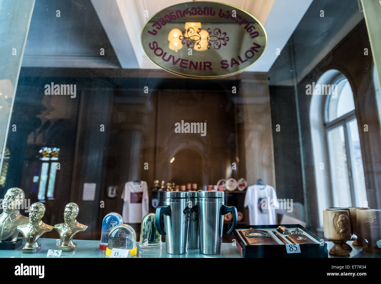 Souvenir-Shop in Joseph Stalin-Museum in der Stadt Gori, Georgien Stockfoto