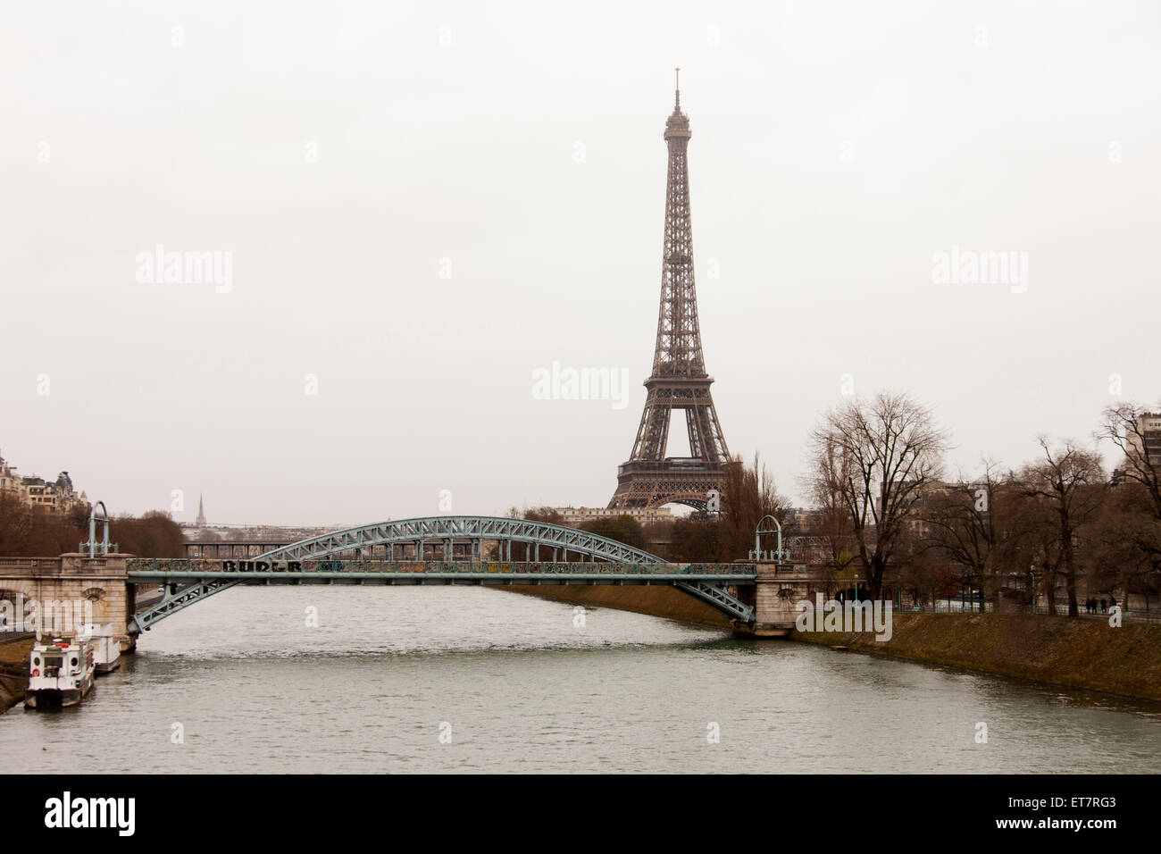 Eiffel Tower am Flussufer, Paris, Frankreich Stockfoto