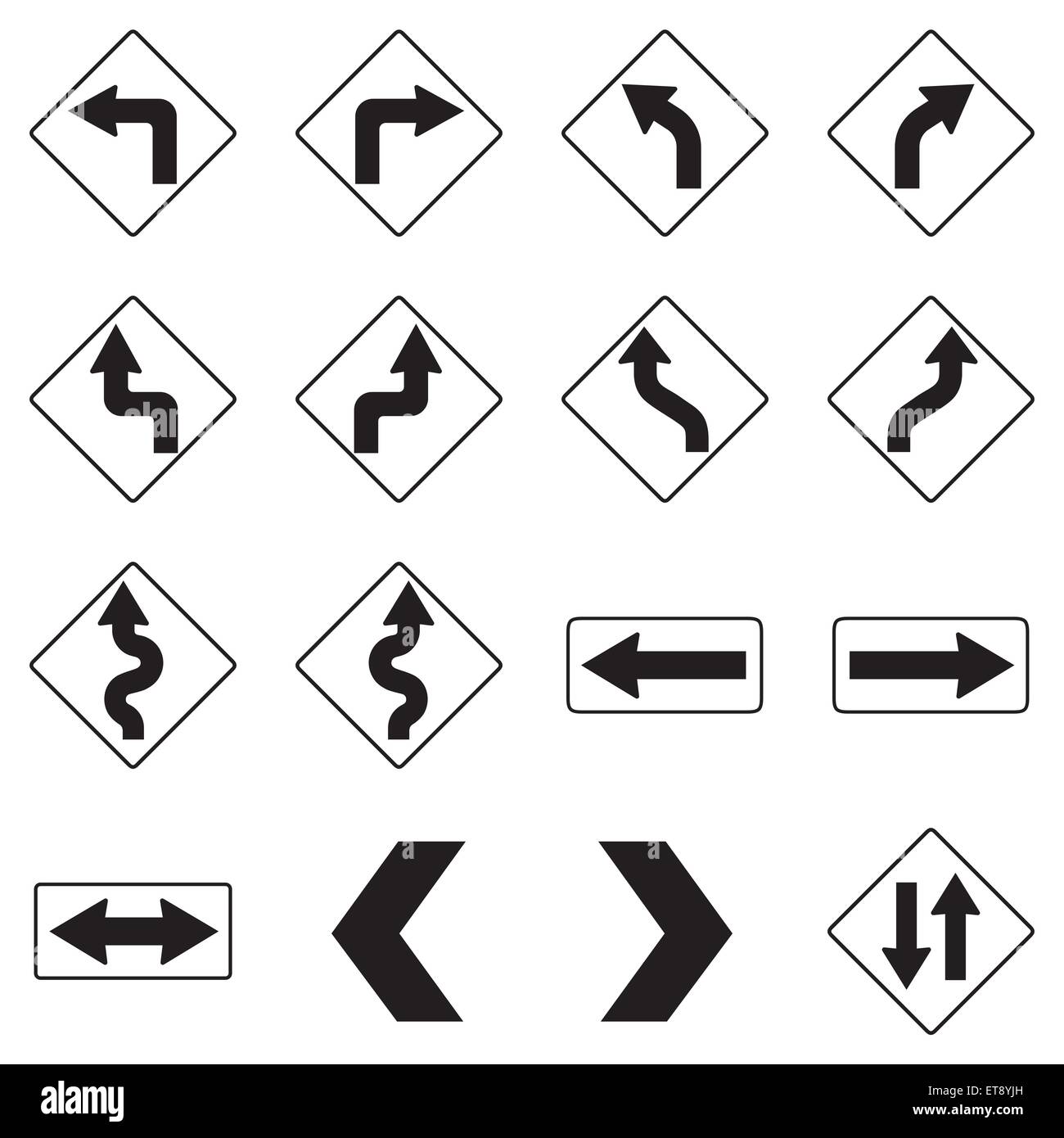 Satz von Schwarz Verkehrszeichen. Vektor Stock Vektor