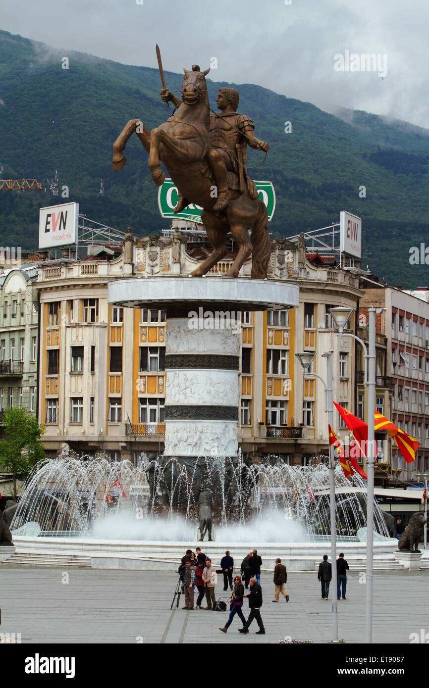 Statue von Alexander der große Skopje Mazedonien Stockfoto