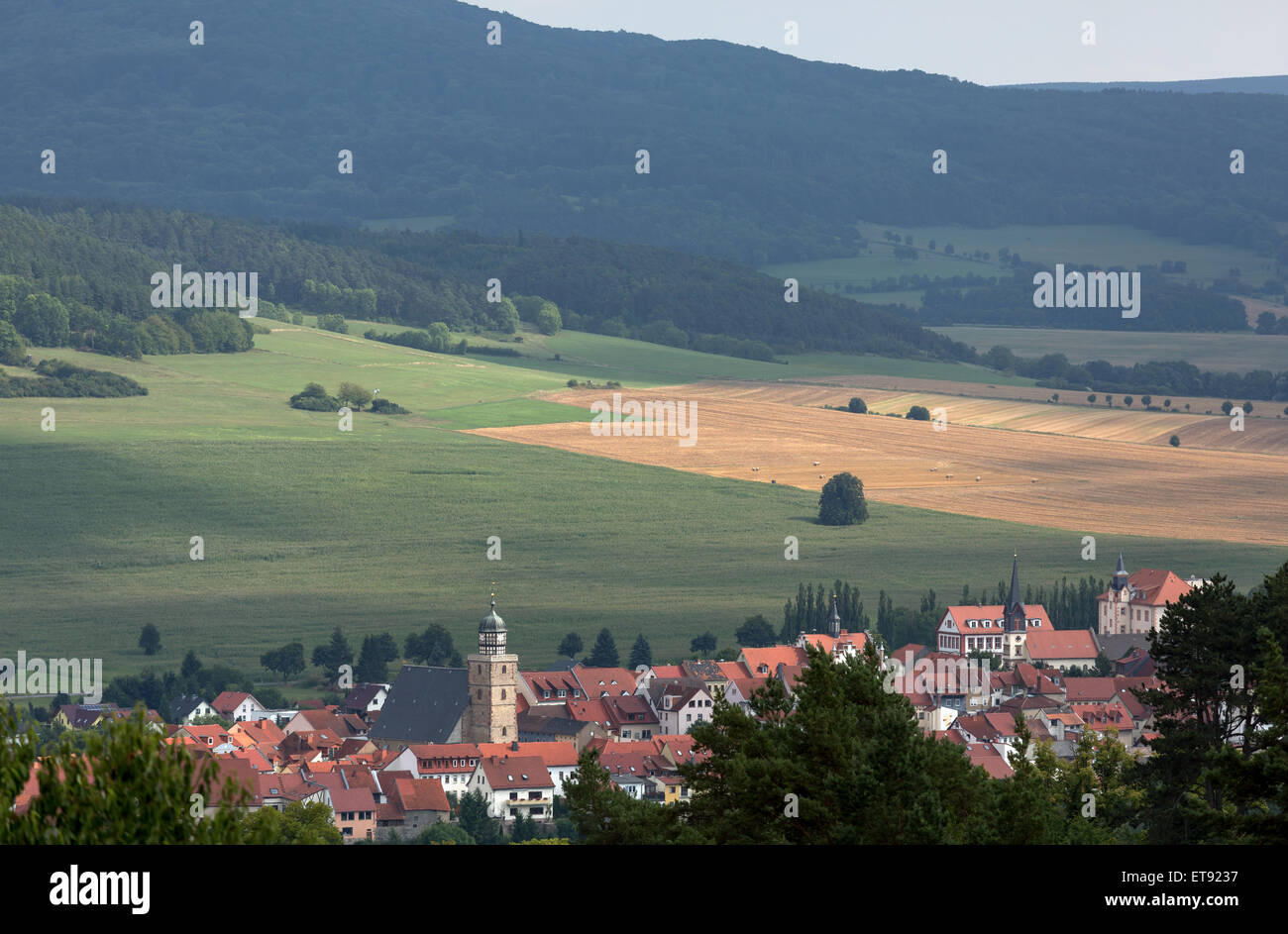 Rasdorf, Deutschland, Blick vom Aussichtsturm in der Gedenkstätte Point Alpha Stockfoto