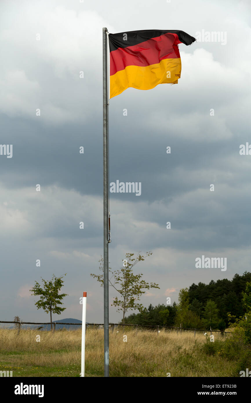 Rasdorf, Deutschland, Deutschland Flagge auf dem Memorial site Point Alpha Stockfoto