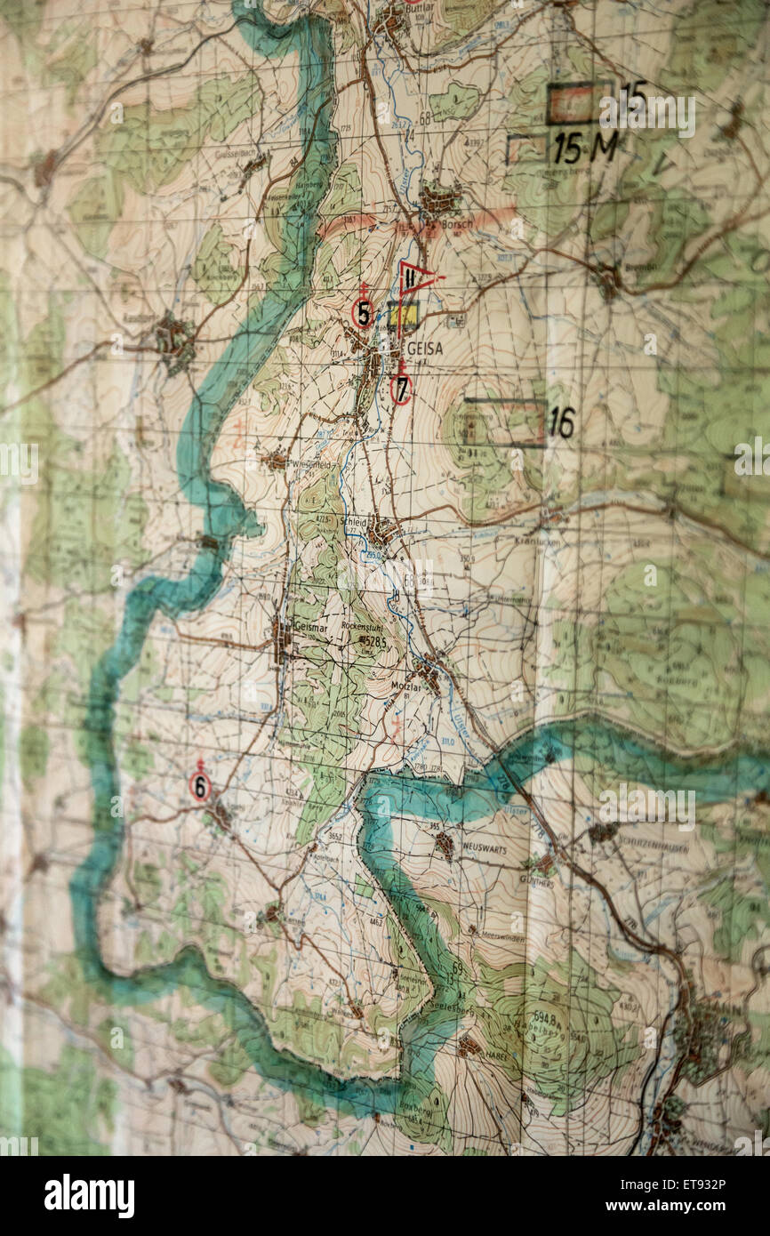 Geisa, Deutschland, eine Karte in der Museum-Gedenkstätte Point Alpha Stockfoto