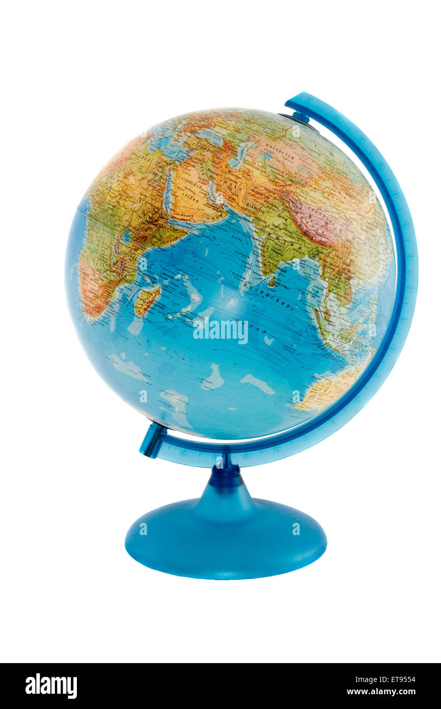 Den Globus isoliert auf weißem Hintergrund Stockfoto