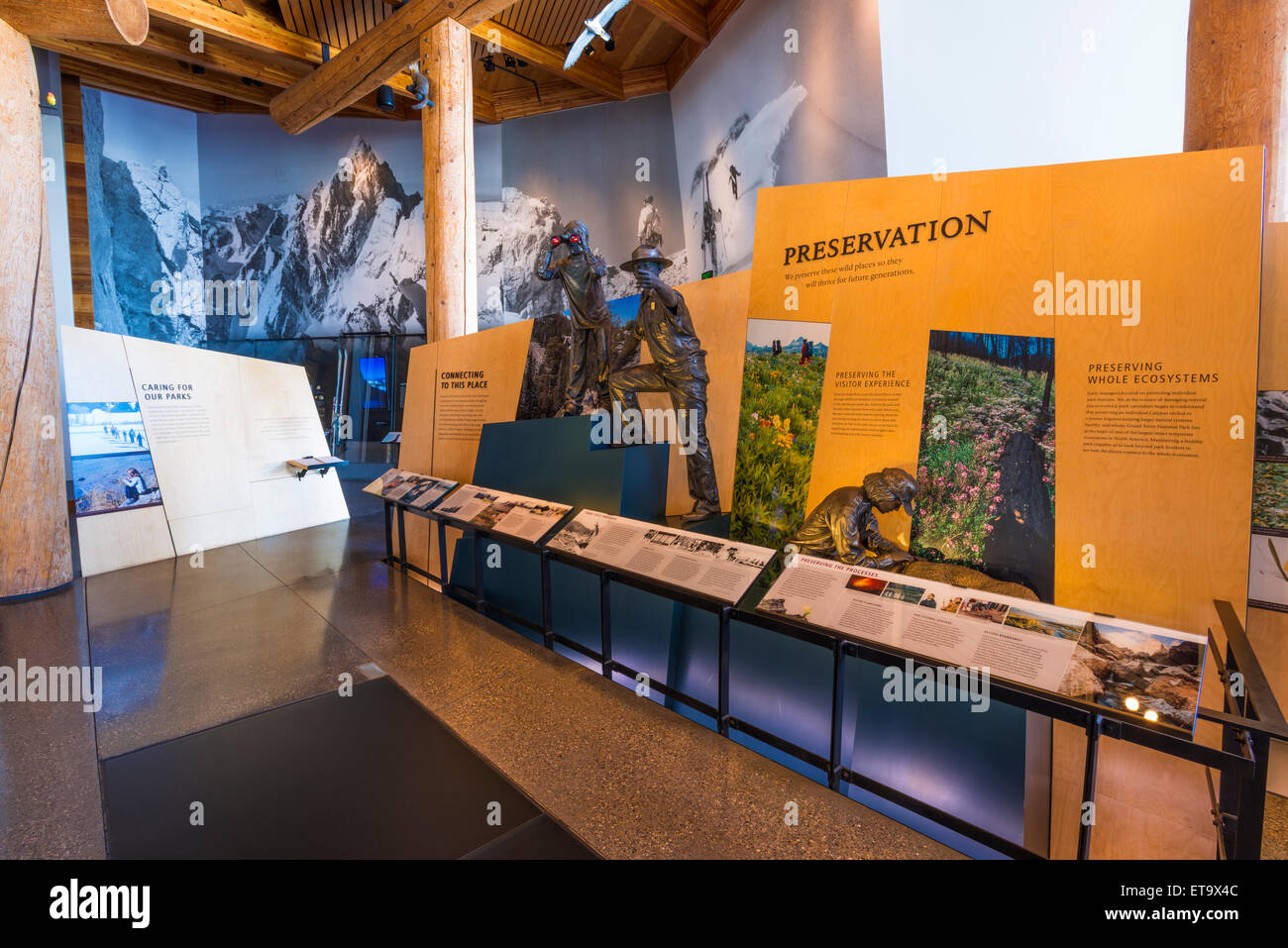 Interpretierende Display an Craig Thomas Visitor Center, Grand-Teton-Nationalpark, Wyoming, USA Stockfoto
