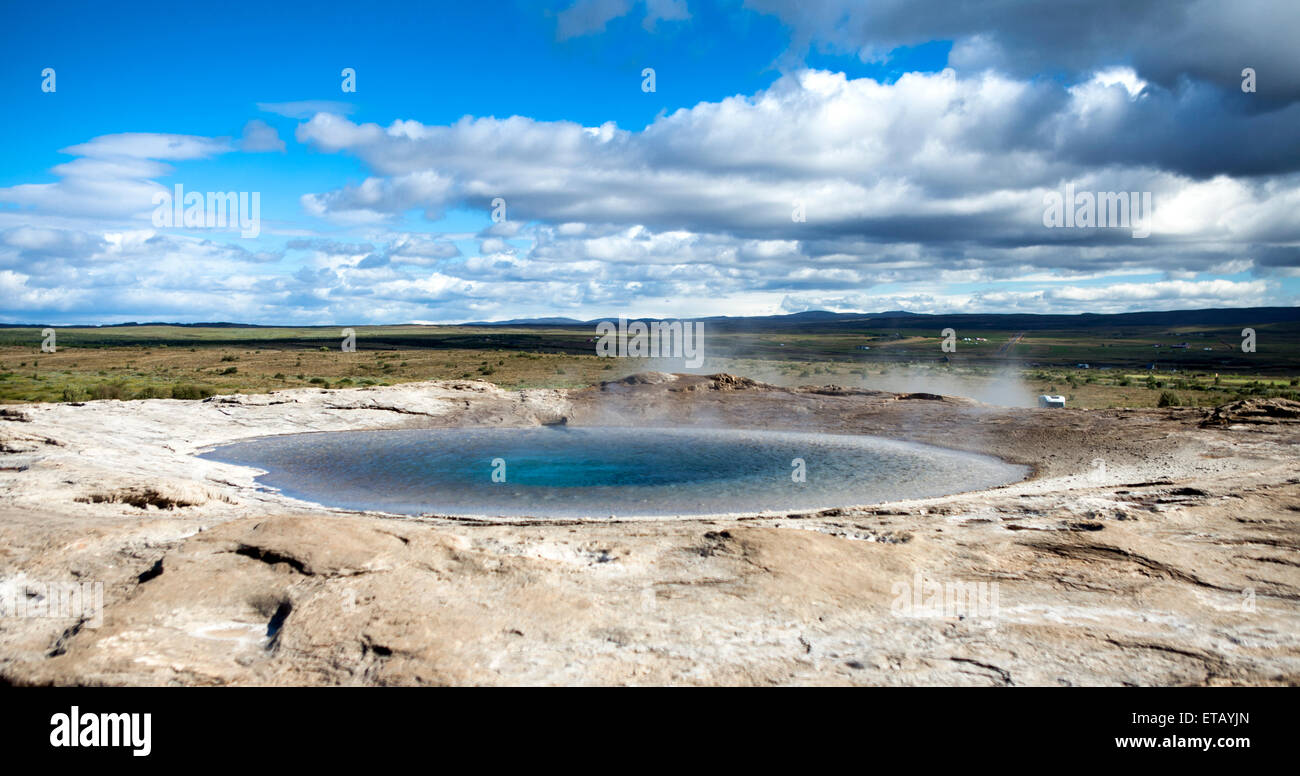 Geysir, Haukadalur, Goldener Kreis in der Nähe von Reykjavik in Island Stockfoto