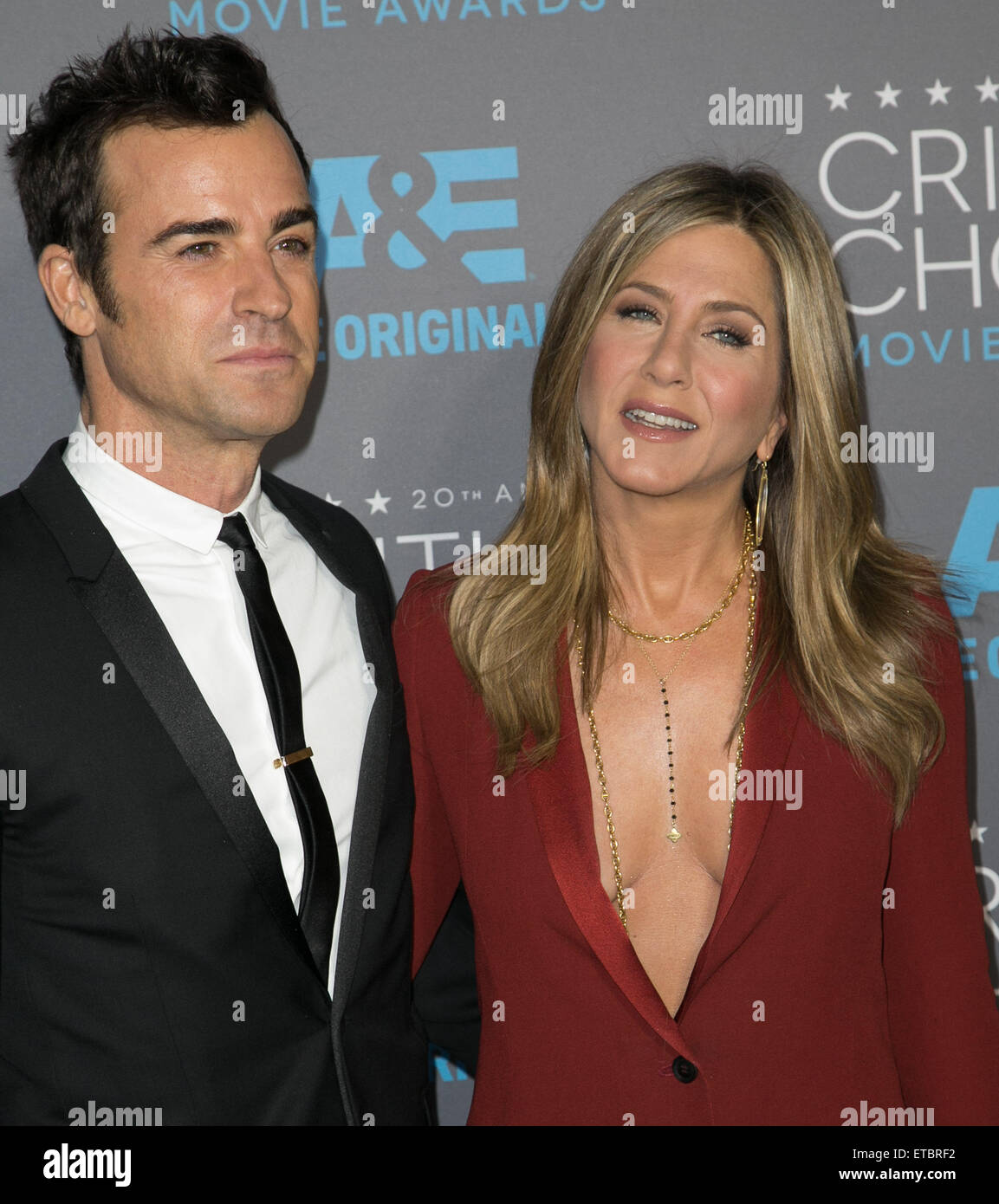 Prominente besuchen 20. Annual Critics' Choice Movie Awards - Ankünfte am Hollywood Palladium.  Mitwirkende: Justin Theroux, Jennifer Aniston Where: Los Angeles, California, Vereinigte Staaten von Amerika bei: Kredit-15. Januar 2015: Brian To/WENN.com Stockfoto