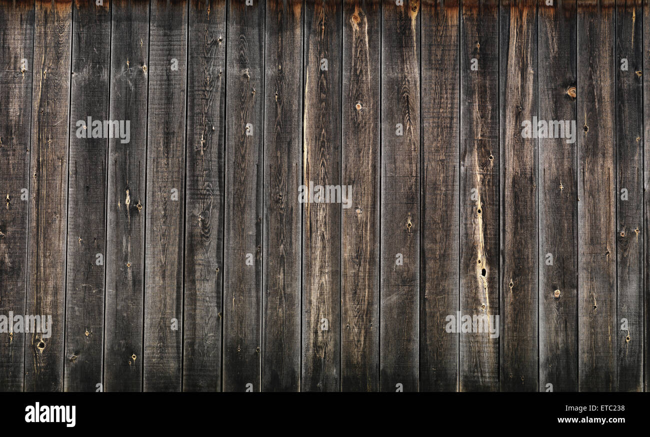 Dunkelgrau verwitterte Holzbretter, Holz Wand Textur Hintergrund Stockfoto