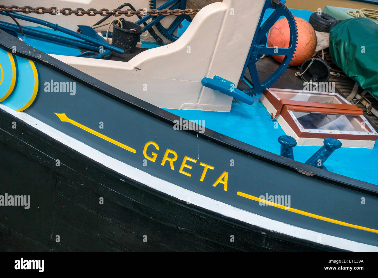 Thames Barge "Greta" in Whitstable Kent festgemacht Stockfoto