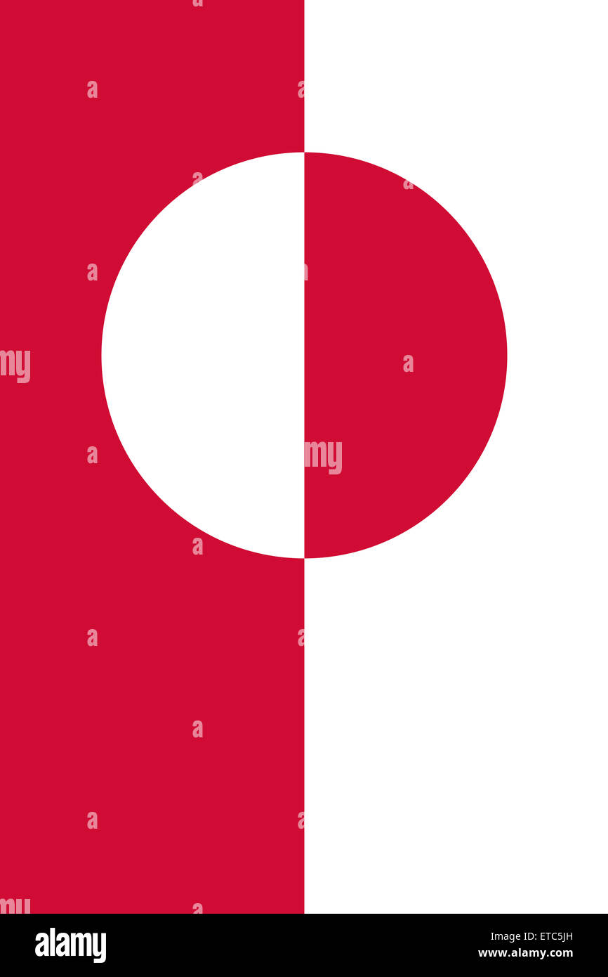 Offizielle Flagge der Grönland flach Größe vertikal Stockfoto