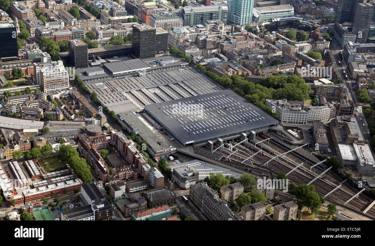 Luftbild von der Rückseite der Euston Station in London, UK Stockfoto