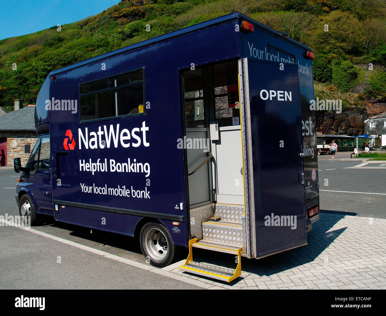Mobile Bank in Boscastle Cornwall Stockfoto