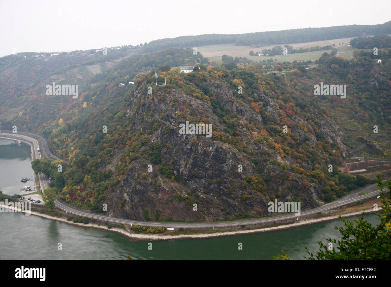 Loreley-Felsen, Rhein, Rheinland-Pfalz. Stockfoto