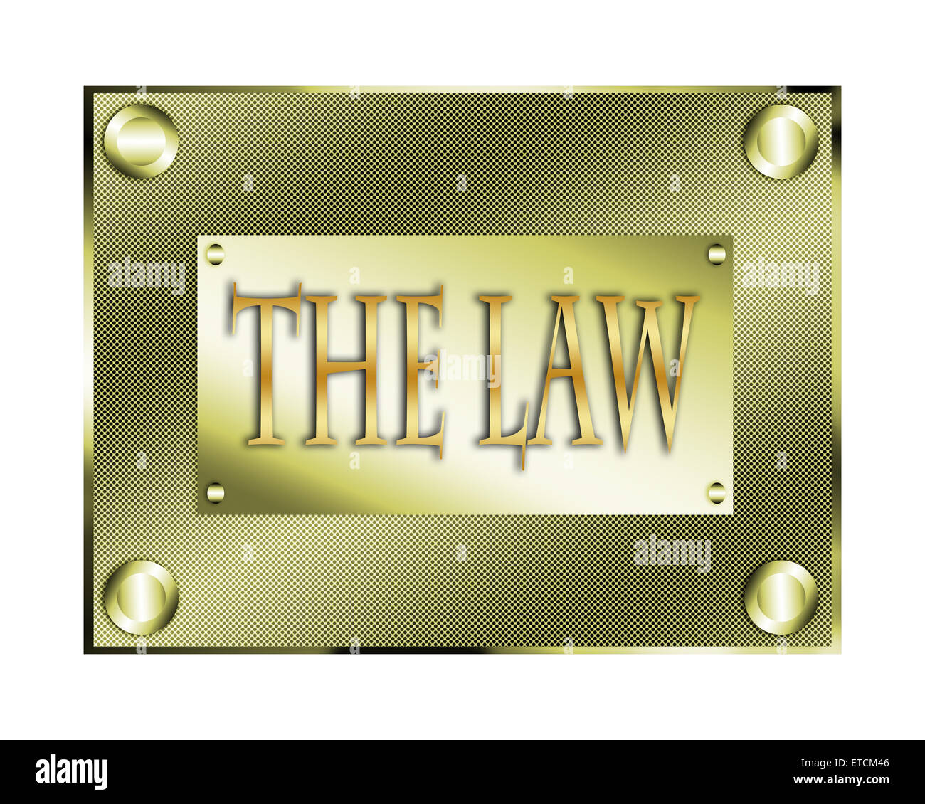 Das Gesetz Abbildung goldene Platte. Stockfoto