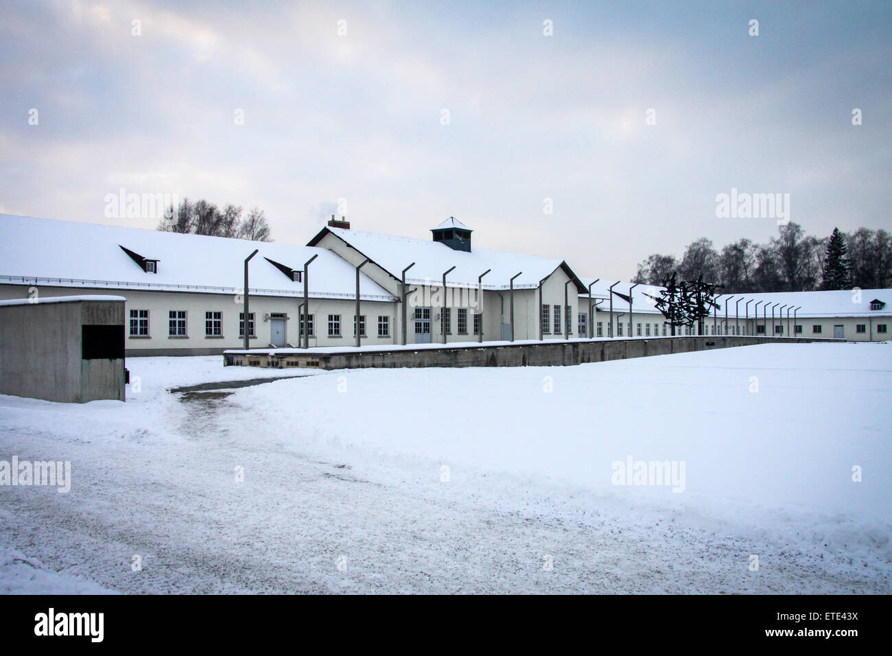 Dachau KZ-Gedenkstätte in einem Wintertag Stockfoto