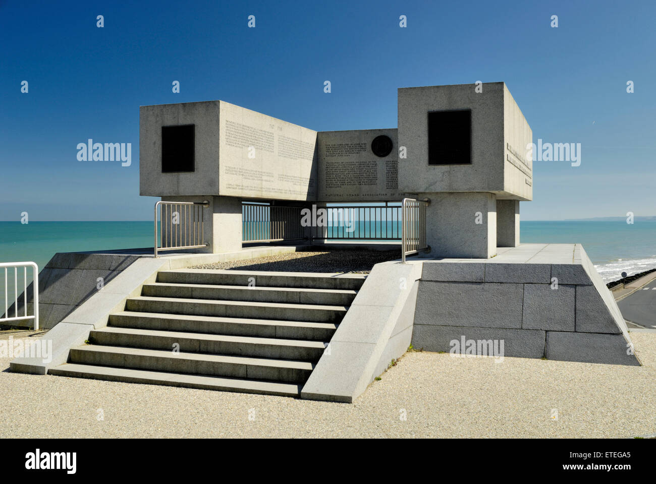 National Guard Denkmal, Omaha Beach, 2. Weltkrieg Normandie Stockfoto