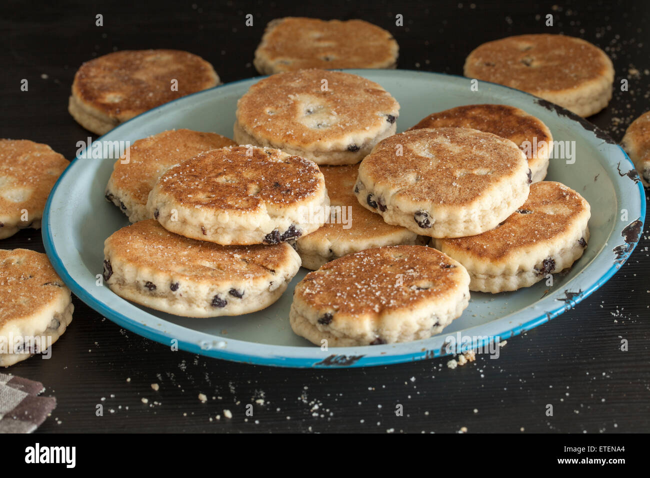 Walisische Kuchen oder Welshcakes (oder Bilder) - eine traditionelle Delikatesse in Wales Stockfoto