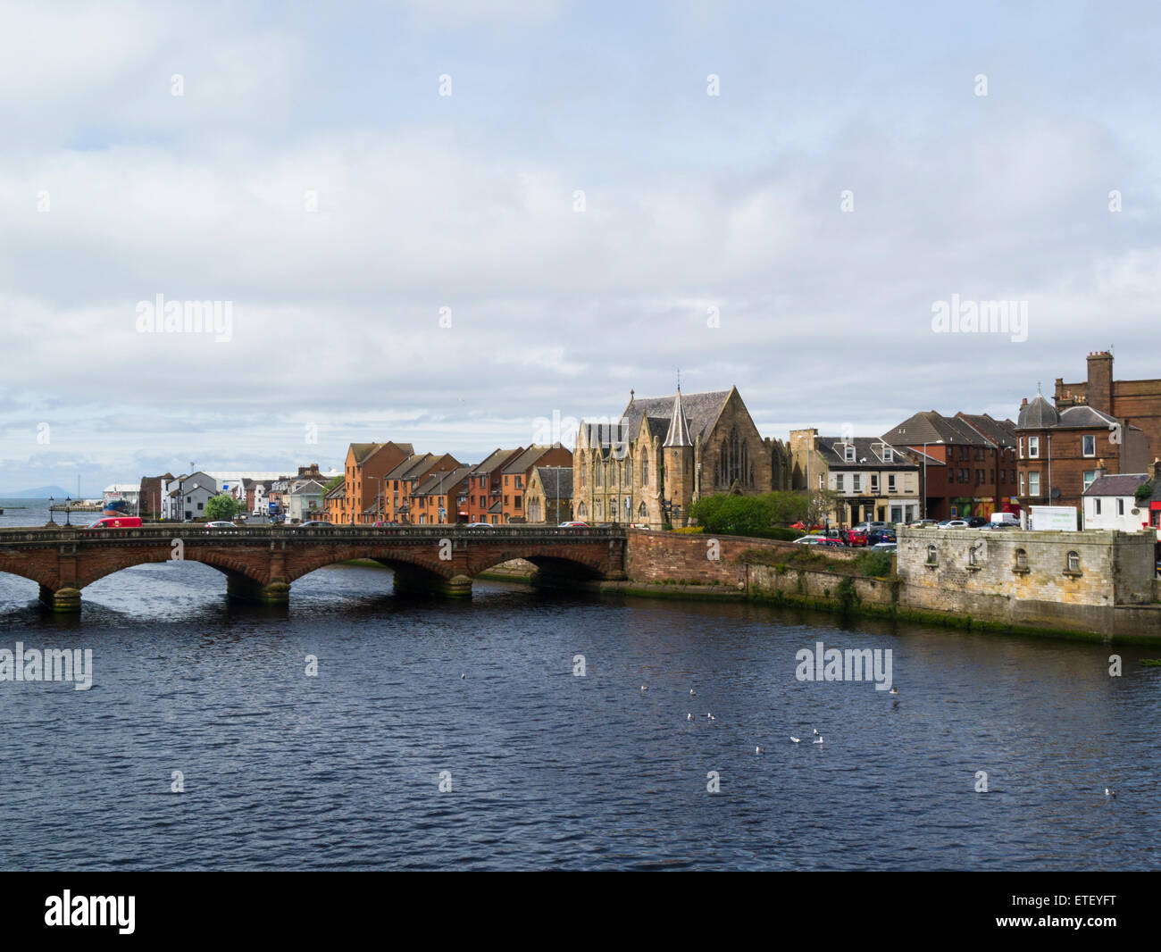 Blick auf die neue Straßenbrücke über den Fluss Ayr 1878 bis Grenze