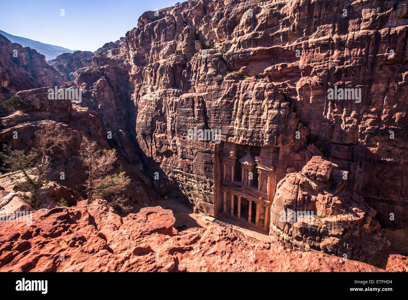 Treasury bei Petra in Jordanien - Stadt aus dem Felsen gehauen Stockfoto