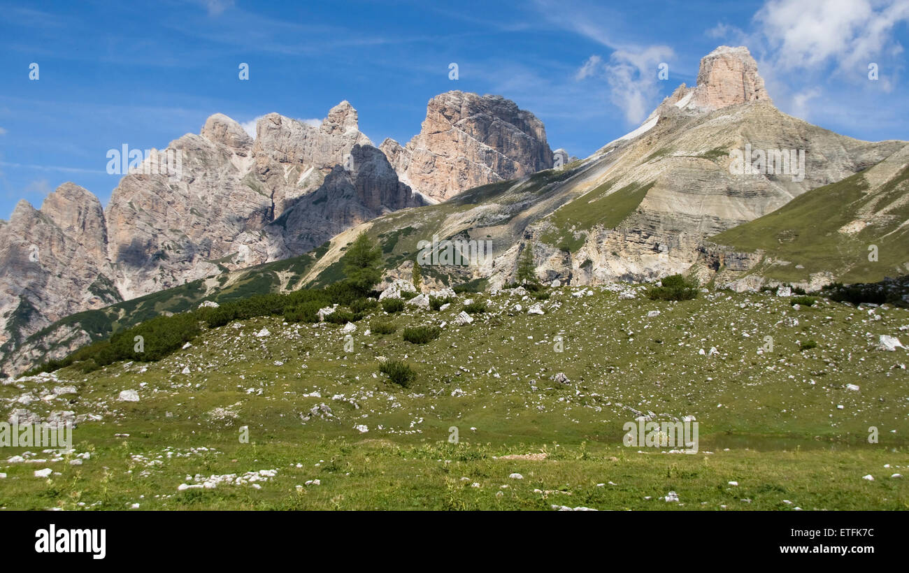 Dolomitischen Bergen in die Natur Park der Dolomiten von Sexten, Italien. Stockfoto