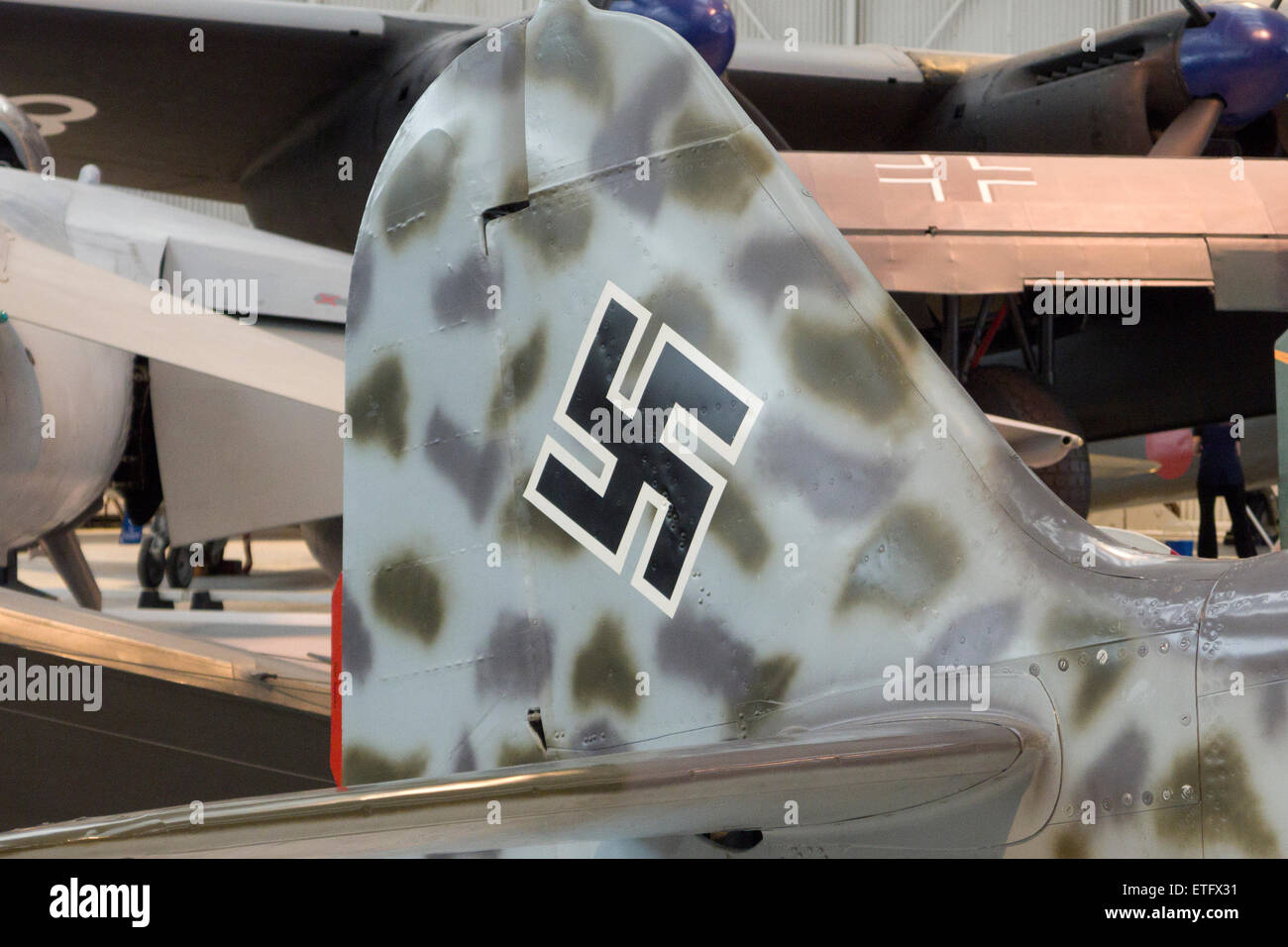 Hakenkreuz Fin Flash auf einem deutschen Weltkrieg Focke-Wulf FW 190A-8 Bomber Kampfflugzeug Stockfoto