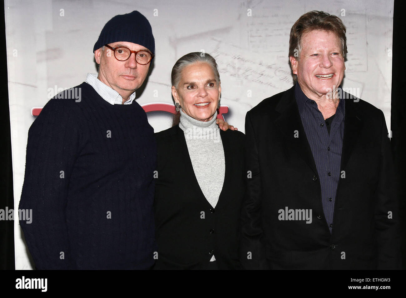 Die Stars des Films 1970 Liebesgeschichte vereinen während der Proben für die kommende Tour-Produktion von Love Letters, Shetler Studios.  Mitwirkende: Gregory Mosher, Ali MacGraw, Ryan O'Neal wo: New York, New York, Vereinigte Staaten von Amerika bei: Kredit-24. Februar 2015: Joseph Marzullo/WENN.com Stockfoto