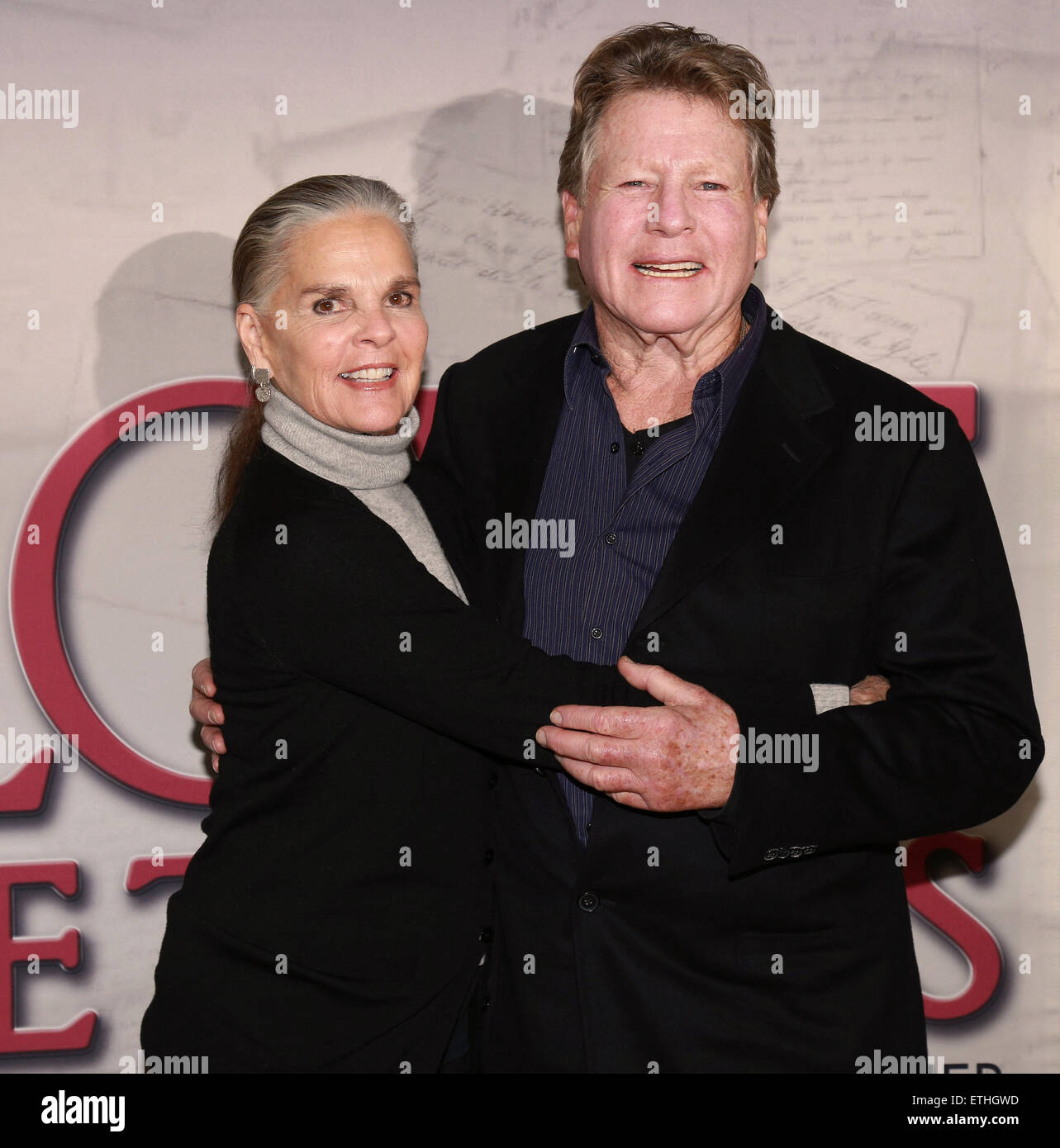 Die Stars des Films 1970 Liebesgeschichte vereinen während der Proben für die kommende Tour-Produktion von Love Letters, Shetler Studios.  Mitwirkende: Ali MacGraw, Ryan O'Neal wo: New York, New York, Vereinigte Staaten von Amerika bei: Kredit-24. Februar 2015: Joseph Marzullo/WENN.com Stockfoto